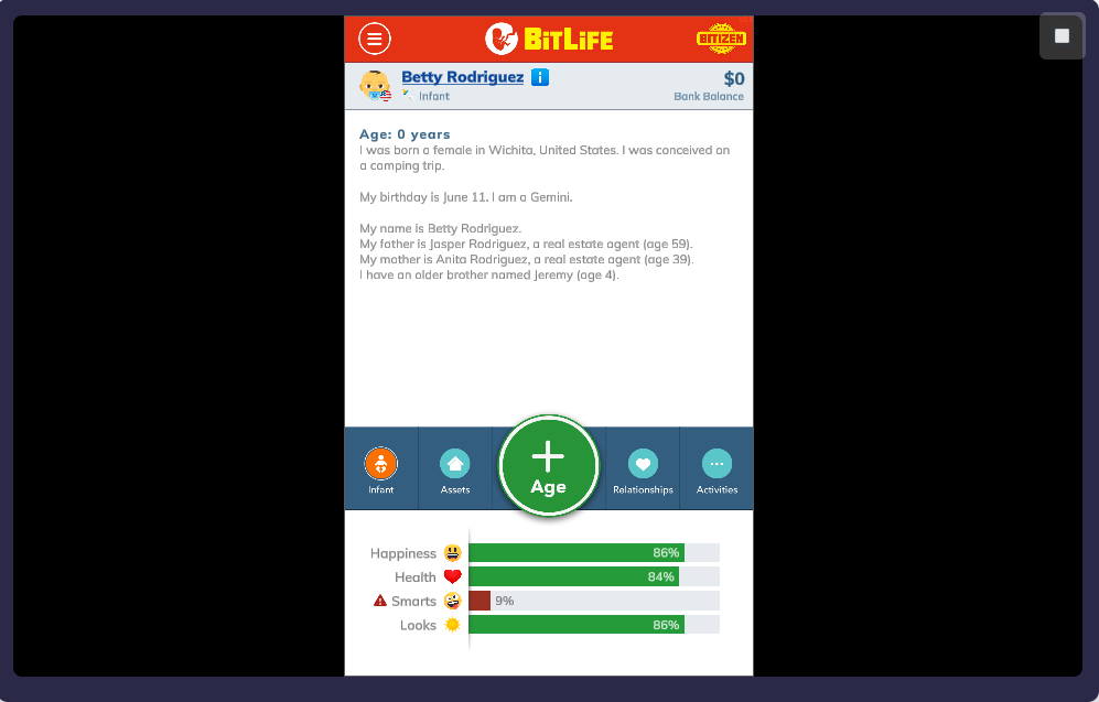 Bitlife online game initial overview